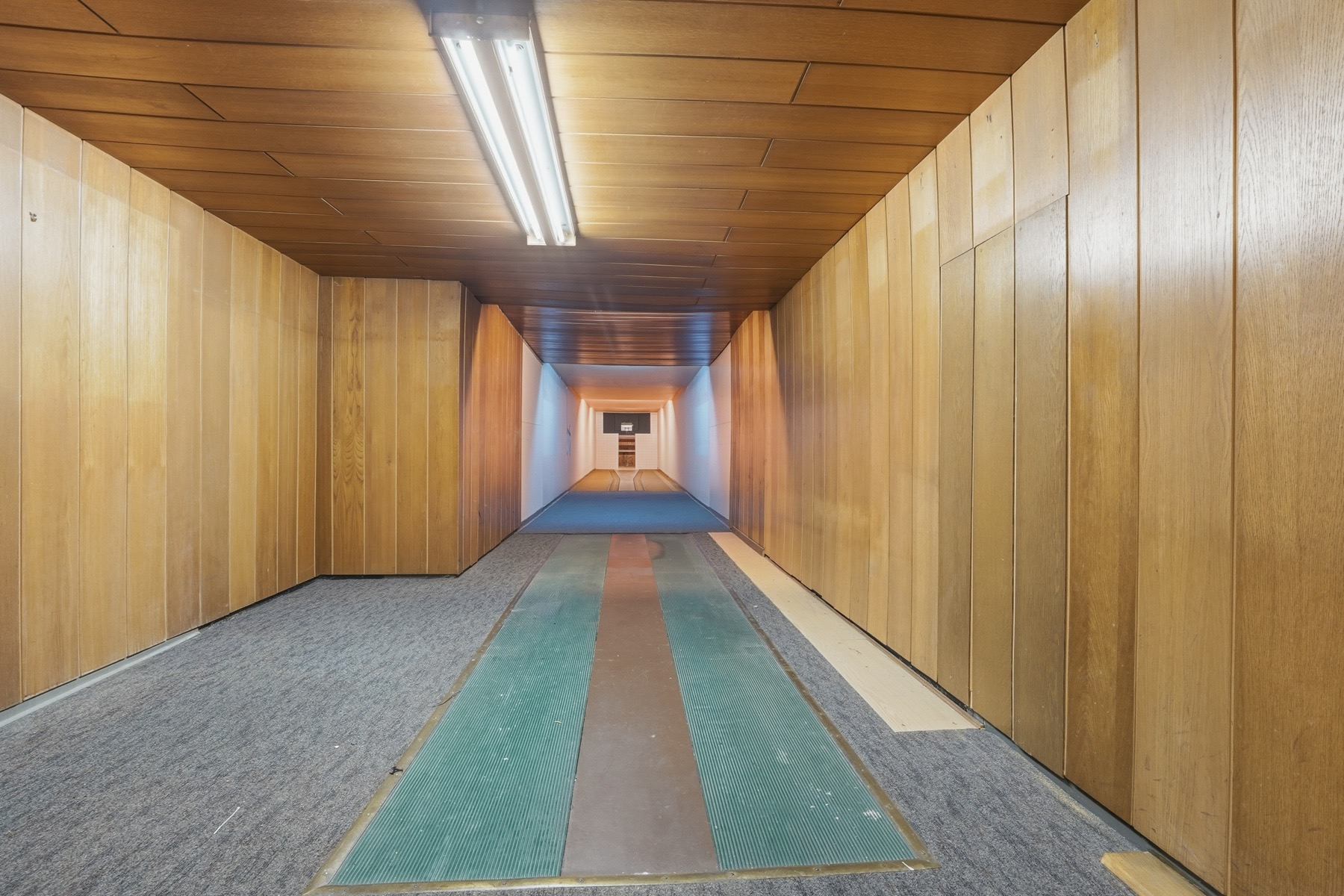 Bowling lane with wooden walls